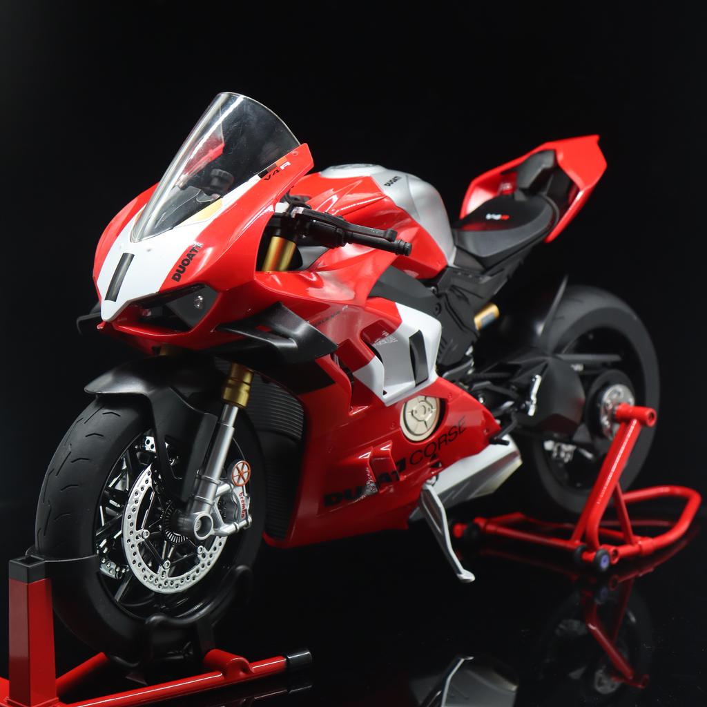Spray 1:6 Ducati V4S 1/9 H2R Racing Motorcycle Alloy Diecast Model Car Sound And Light Dynamic Ornaments Decoration Collection