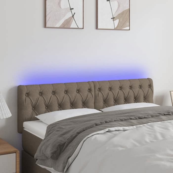 VidaXL LED Headboard Bedroom Furniture Double Bed Accessory Head of Bed Frame Interior Taupe 3121958