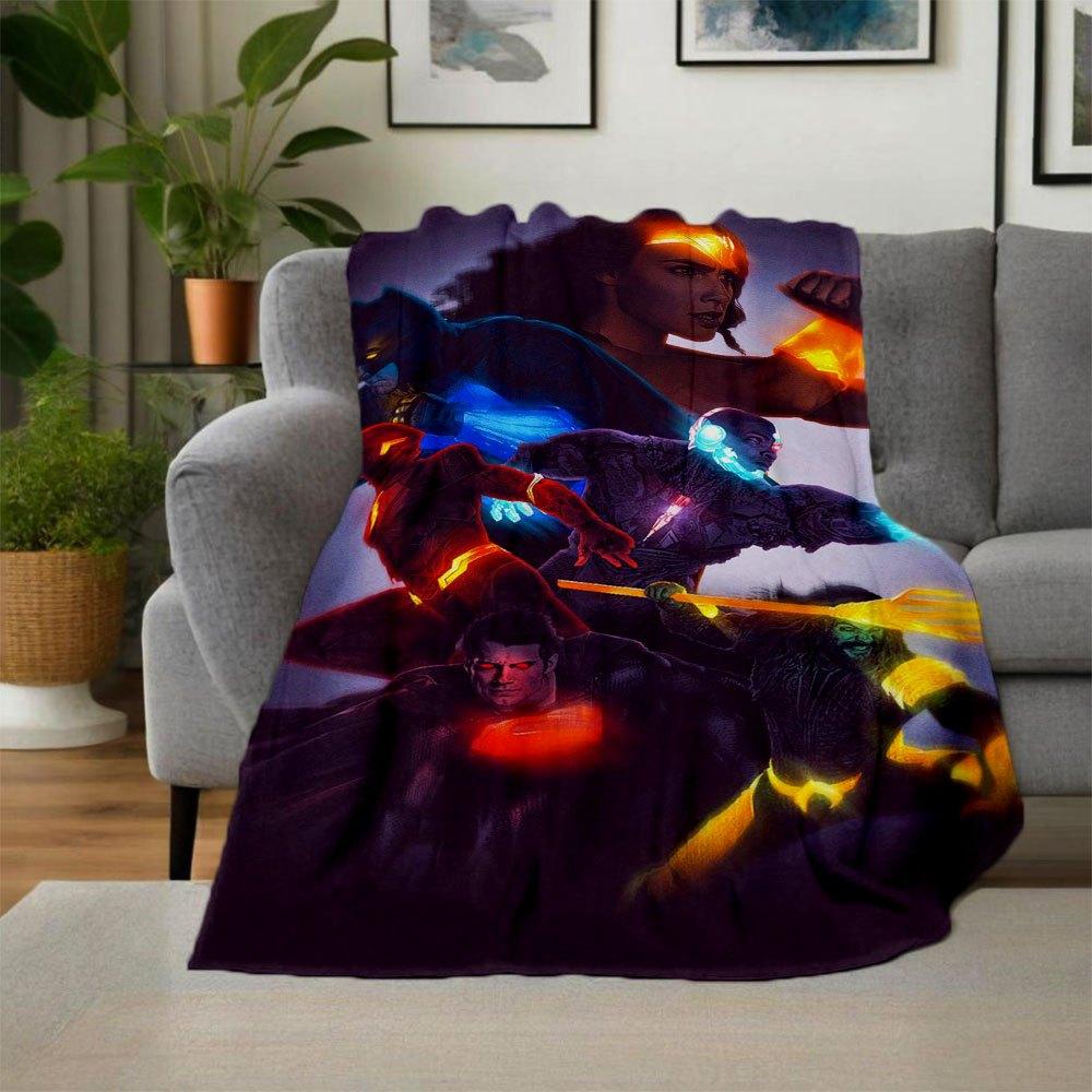 Justice League Superheroes Poster PrintBlanket Flannel Throw Blanket for Sofa, Bed, Travel, Camping, Office, Couch, Chair