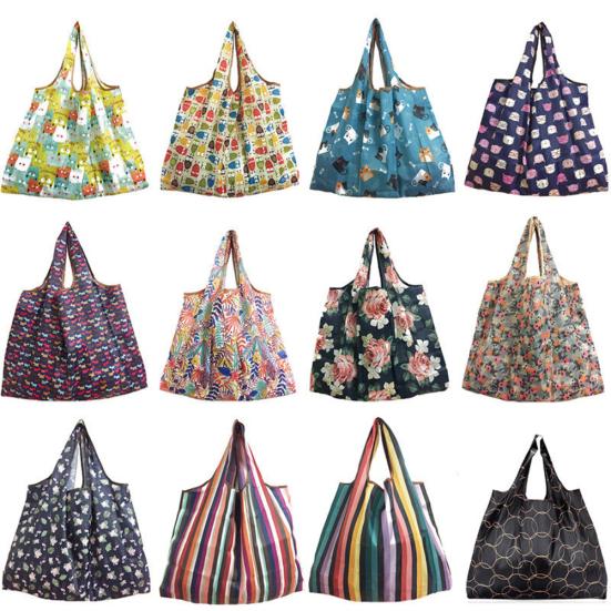 Foldable Colored Large Capacity Shopping Handbag Grocery Storage Bag Tote Pouch