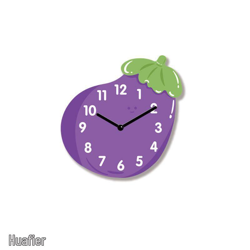 

3D Vegetable Cartoon Refrigerator Magnet Clock - Silent Home Decor Standard, width and height approximately 15cm баклажановый