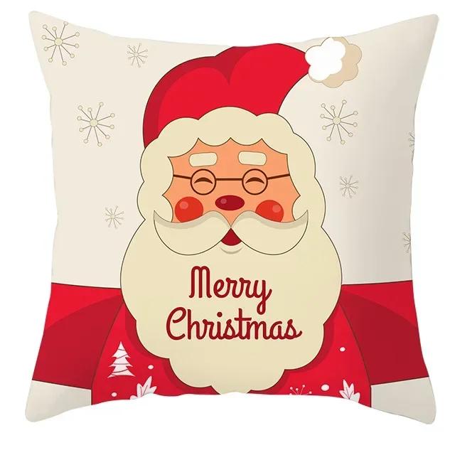 40/45/50/60cm Merry Christmas Santa Claus Printed Cushion Cover for Home Living Room Sofa Decoration Square Pillowcase