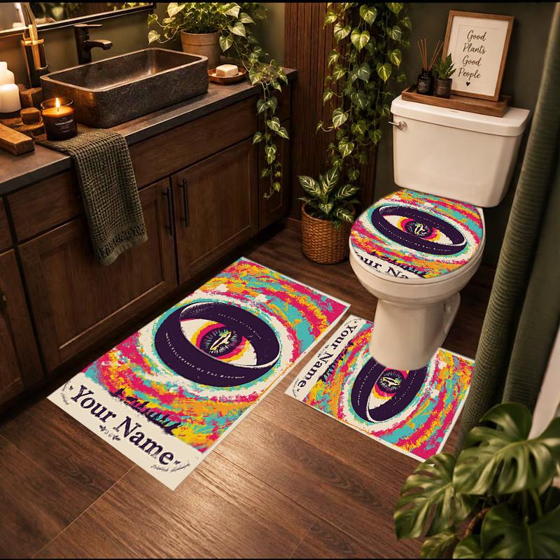 Lord Rings 3Pcs Personalized Customization Bathroom Mat Nonslip Floor Mat Set Toilet Lid Bathroom Mat Bathroom Absorbent Door Mat Decoration