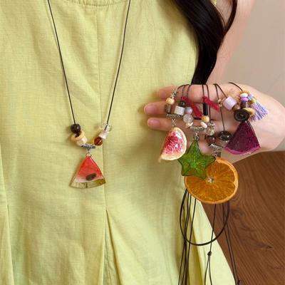 Summer Sweet Resin Beaded Fruit Necklace: Chic Vacation Clavicle Chain