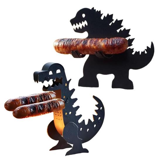 

Забавные держатели для хот-догов в виде динозавров для гриля, подставка для барбекю, металлическая решетка для шашлыка для пикников на открытом воздухе, семейных посиделок C