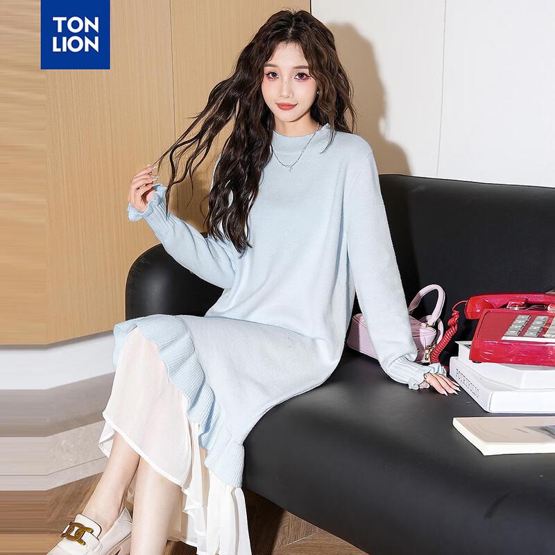 

TonLion Women s Patchwork Knit Long Dress M
