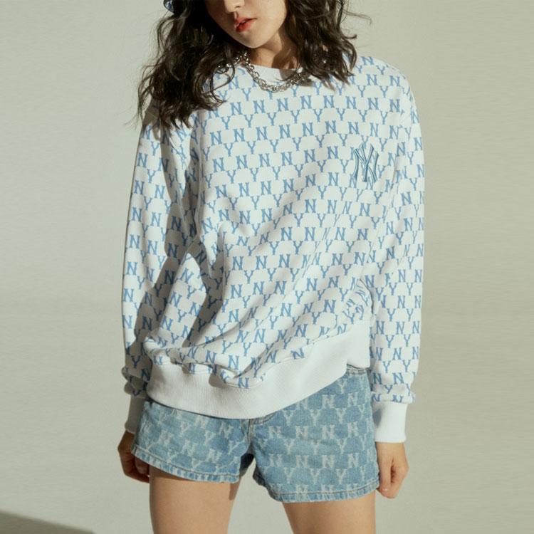 New MLB Old Flower Sweatshirts Unisex Blue 31MTM1111-50W