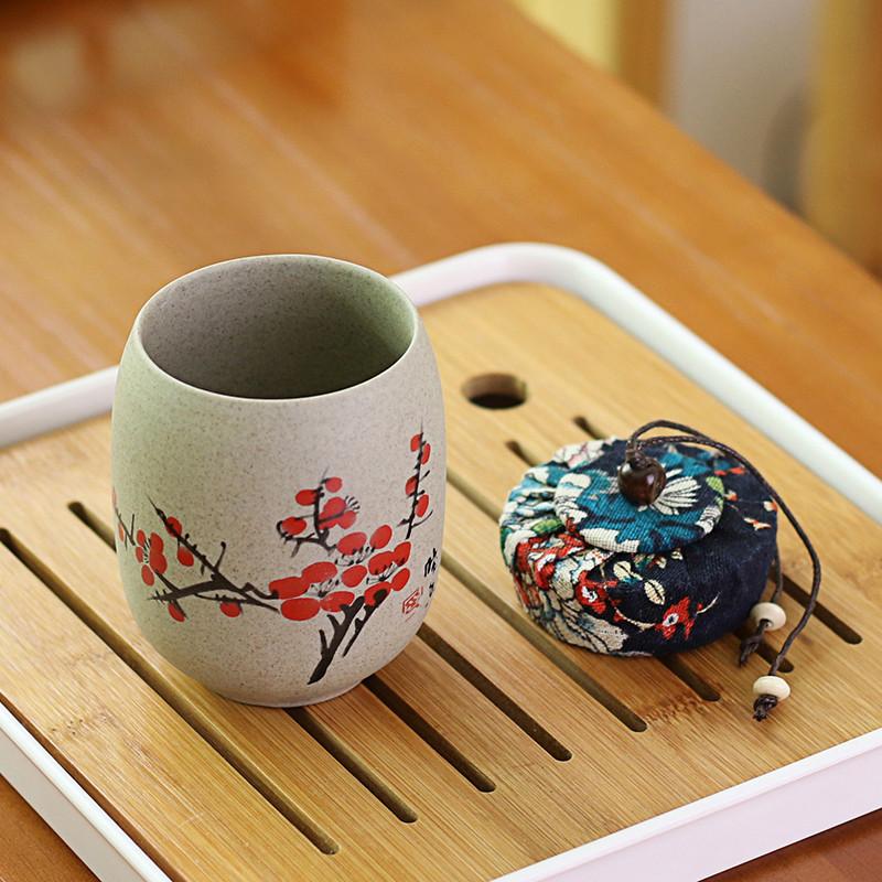 Cutie de ceai pentru ceramică brută Puer Cutii portabile de călătorie Canistra din ceramică din porțelan Borcan de depozitare Kung Fu