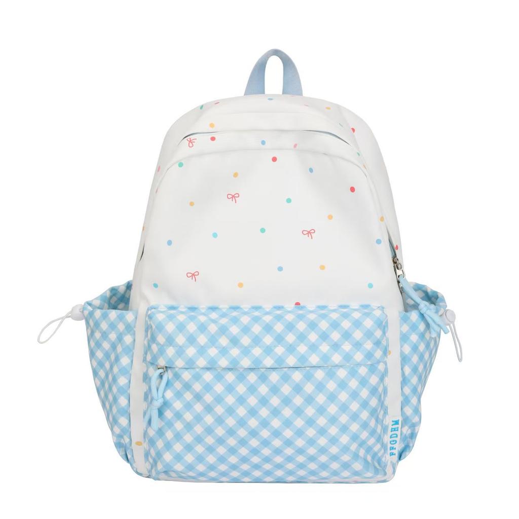 Schulrucksack1011 neuer süßer kontrastfarbener Rucksack Damen kleiner frischer gepunkteter Rucksack Größe Mittel- und Oberschüler Schultasche