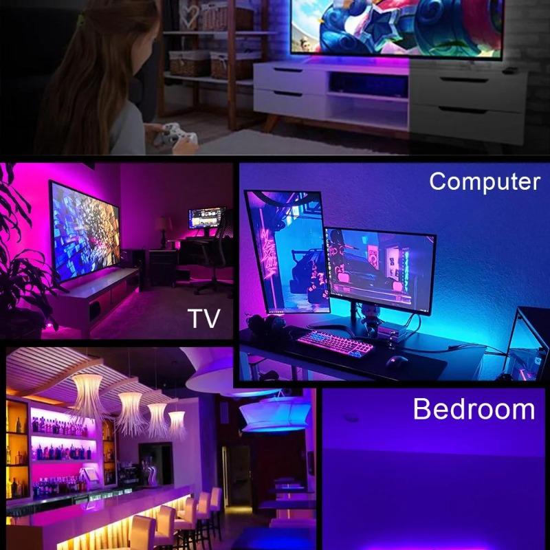 Tiras de Luces de Ambiente de Fondo RGB 5050 Color Bluetooth 5v Set de Luces TV Mesita de Noche Barra Luz de Ambiente Decoración de Iluminación