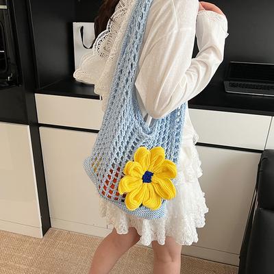 Lazy Style Knitted Bag Women's 2025 New Fashion Fashion Travel Vacation Shoulder Bag Large Capacity Tote Bag