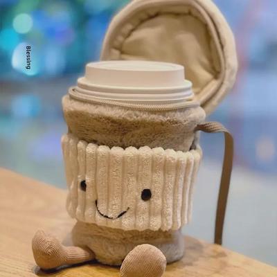 Britisches Cartoon-Kaffee- und Messenger-Taschen-Set: Plüschtier und Milchteetasse für Damen als Geschenk