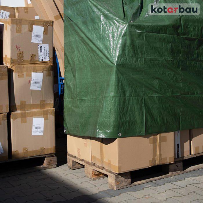 Bâche de Protection Extérieur - Polyéthylène - 3 x 3 m - Vert Olive - 120 g/m² - Bâche Anti UV - Bache Remorque KOTARBAU