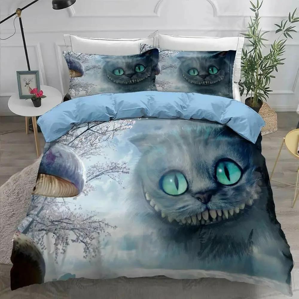 3D Printed Cheshire Cat Bedding Set Duvet Cover Bedroom Comforter Covers Single Twin King Size Quilt Cover Home Textile 2/3Pcs