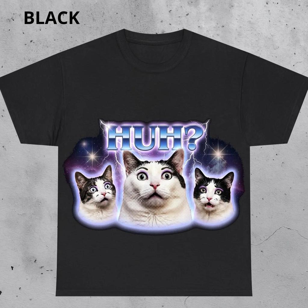 Confused Cat Meme T Shirt Funny Shocked Kitten Huh Galaxy Humor Vintage Comfortable Versatile Breathable