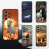 Galloping Art Animal Horse Phone Case For Samsung S22,S21,S20,S10,S9,S25,S24,S23,Ultra,FE,Plus,Lite,Soft Silicone Black
