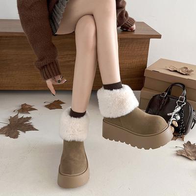 Northeast Fur Integrated Warm Thick-soled Snow Boots Women's 2025 New Winter Velvet Thickened Heightening Cotton Shoes