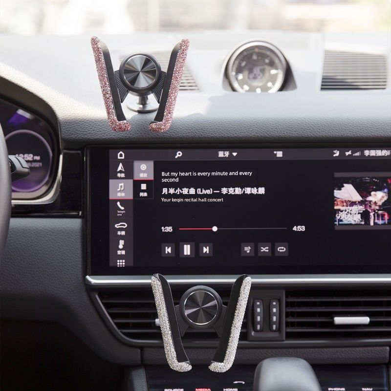 New Model Car Phone Holder for Air Vent Navigation, Special Car Phone Mount with Rhinestones, Creative Design for Women