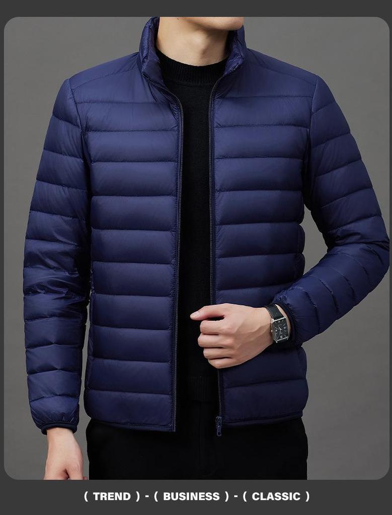 2024 Men's Lightweight Fashion Down Jacket - Short Stand Collar, White Duck Down, Warm Winter Coat