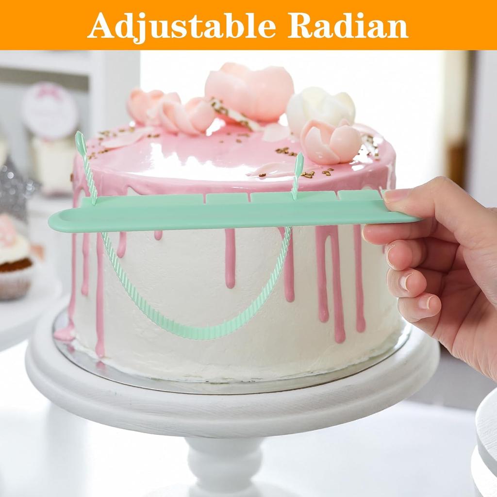 3 Pcs Fondant Cake Arc Ruler, Adjustable Premium Plastic Decorative Marking Divider Cake Framing Tool Round Lace Baking Measuring Pastry Flower