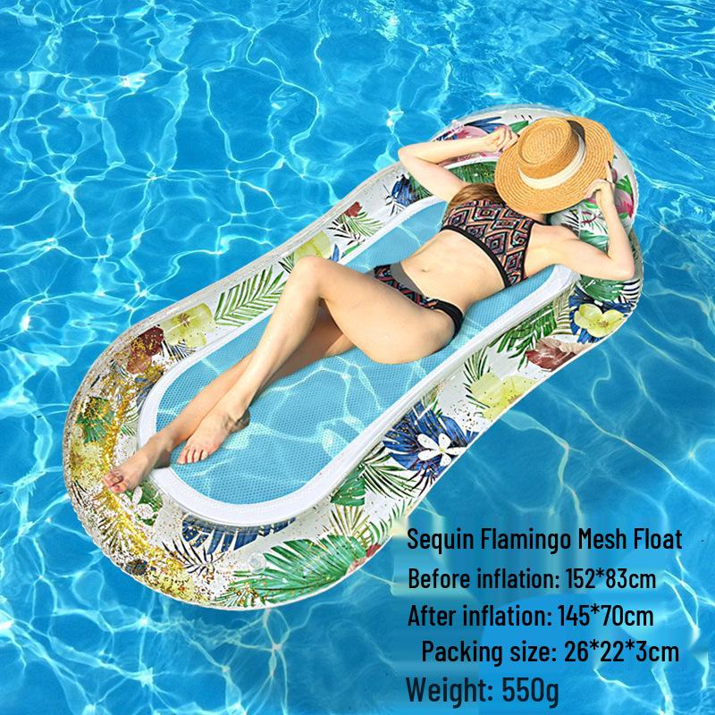 Foldable Striped Inflatable Pool Float Hammock Recliner