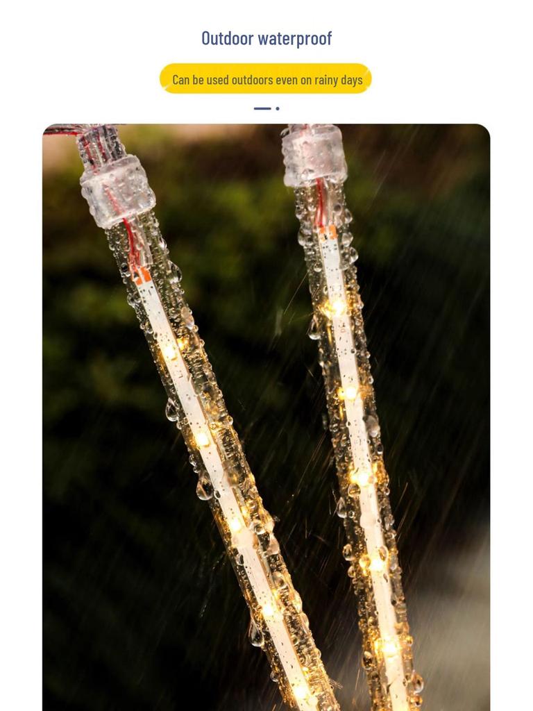 LED Meteor Shower Rainproof Icicle Tube Lights - Outdoor Hanging String Decoration for Trees
