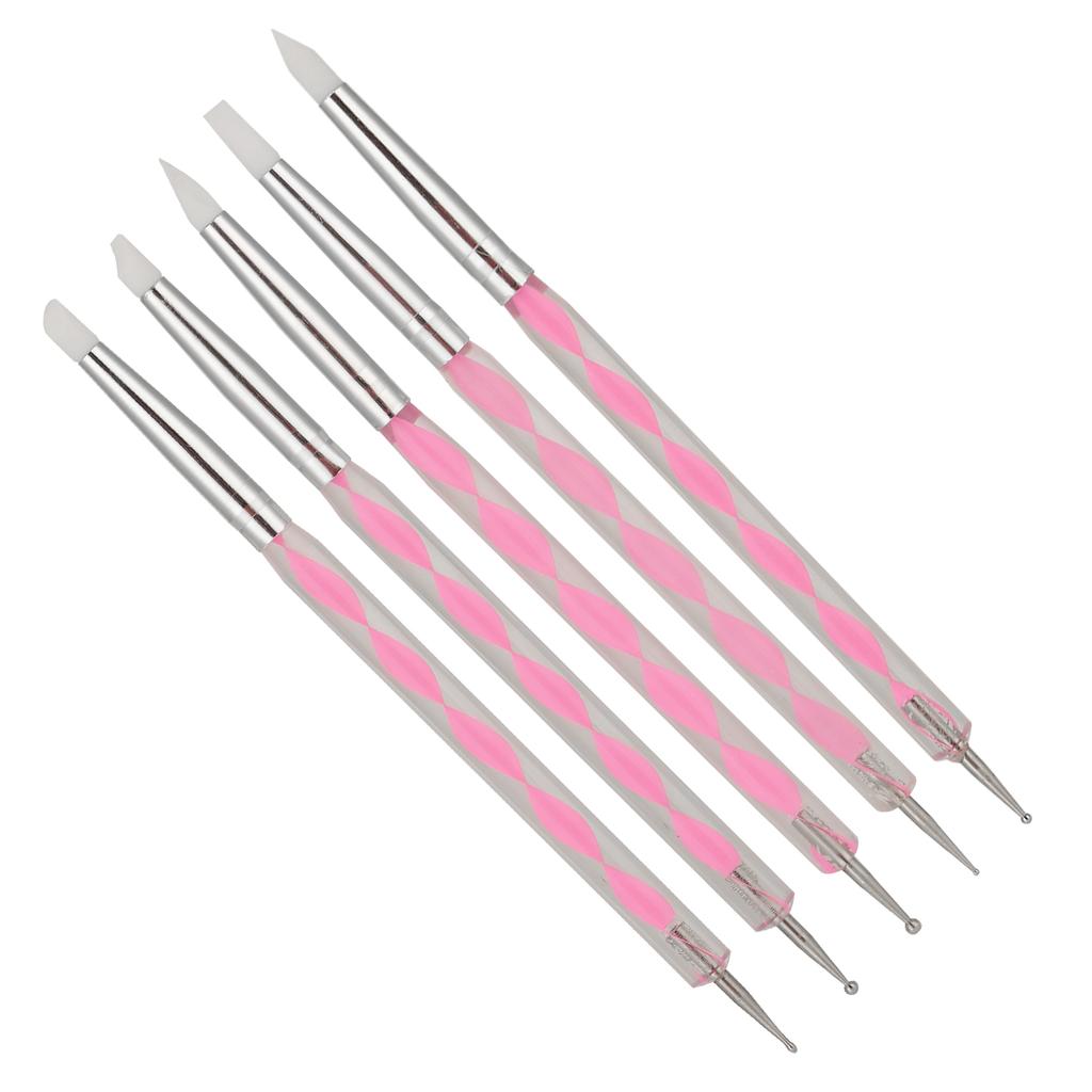 5pcs Nail Art Dotting Pen Dual Ended Nail Painting Pen Carving Pen with Acrylic Handle