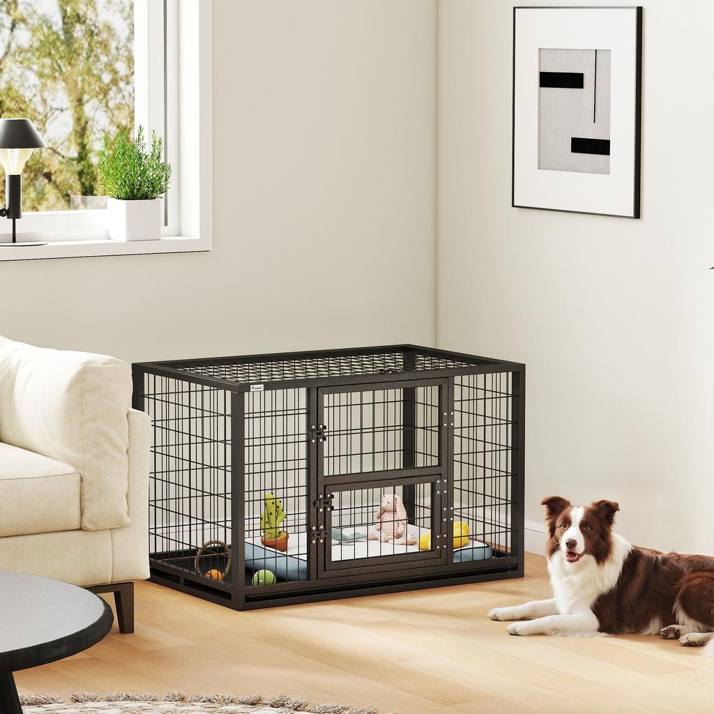 Sturdy Dog Cage, 94x60x64 Cm, with Removable Tray.