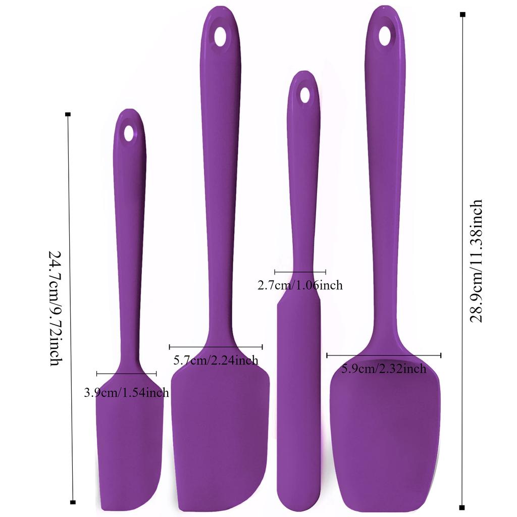 Set spatule silicon 4 piese Rezistent la căldură Spatulă pentru cremă de tort, gem, unt Antiaderent Flexibil Ustensile de copt, gătit, bucătărie