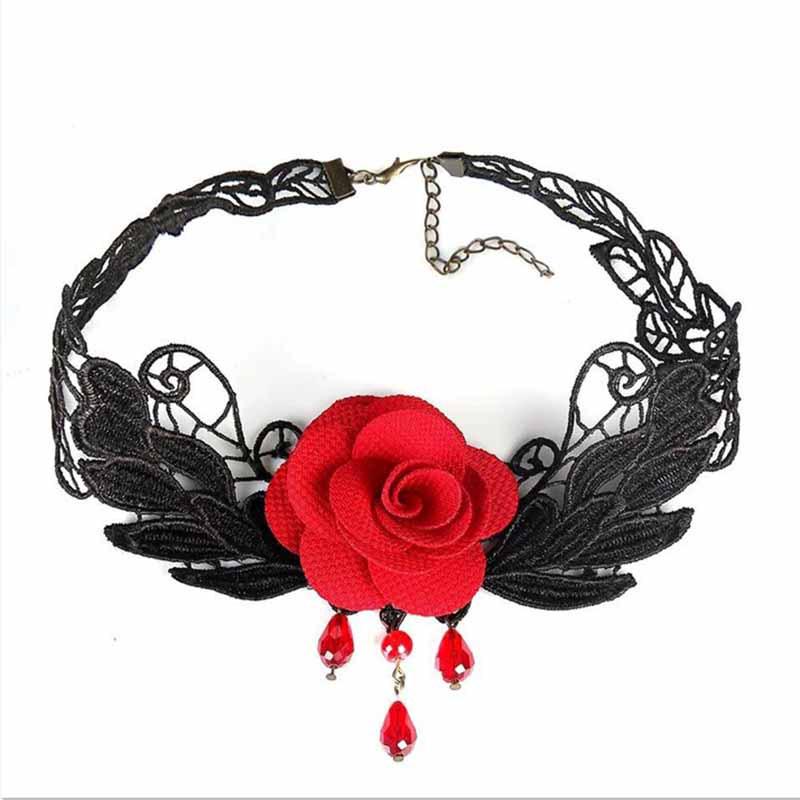 Handmade Black Lace Crystal Clavicle Necklace - European & American Popular Jewelry