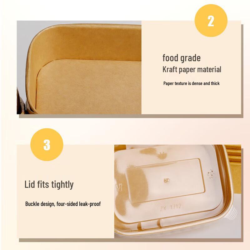 Disposable Kraft Paper Takeaway Food Containers