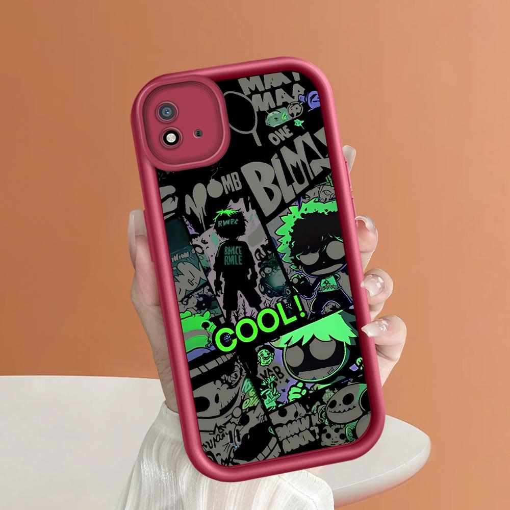 Měkký silikonový čtvercový žebříkový vzor tisku Pouzdro telefonu Plný kryt fotoaparátu Ochranné pryžové pouzdro odolné proti nárazům pro OPPO Realme