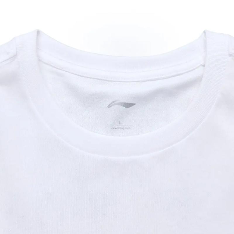 Li-Ning Floral Letter Print Fashion Trend Round Neck Pullover Short Sleeve High Waist Tied Shorts Casual Sports Suit Unisex Suit AHSU971-2+YKSV147-1