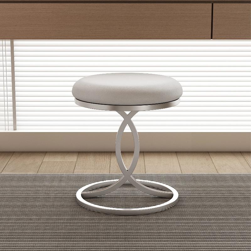 INS Style Velvet Makeup Stool, Cat Paw Round Dressing Chair, Small Space Living Room Accent Stool, Modern Home Vanity Seat