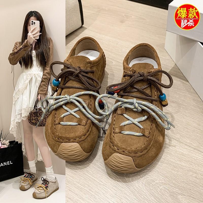 Star Retro Trend Flat-bottomed Kangaroo Shoes Women's 2025 Autumn New Casual Matte Leather Birkende Training Shoes