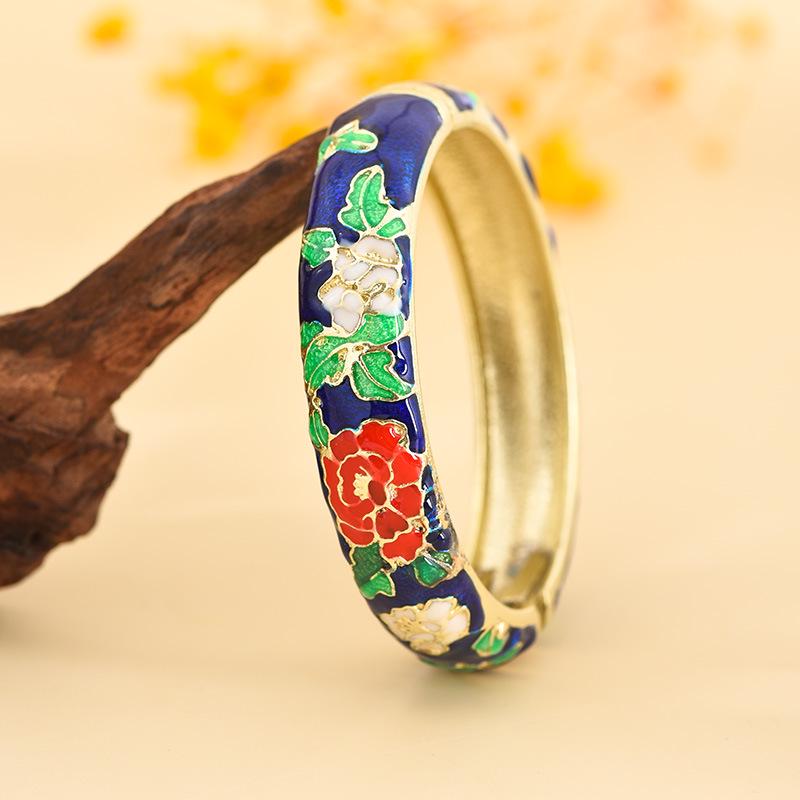 Cloisonné Pfingstrosenblüte Mode Armband - Perfektes Souvenir Geschenk für Freundin oder Mama