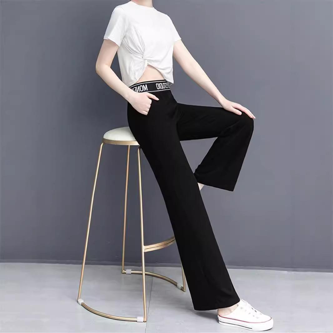 

Женские брюки с высокой посадкой из ледяного шелка с широкими штанинами, повседневные прямые, свободного кроя, стройнящие, коллекция Осень 2024. XXL