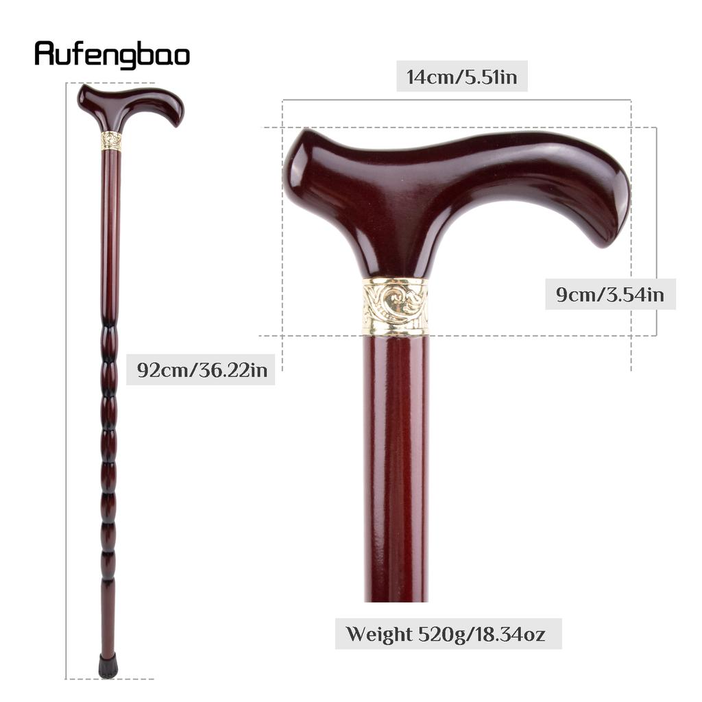 Red Traditional Wooden Single Joint Fashion Walking Stick Decorative Cospaly Cane Halloween Mace Crutch  Wand Crosier 92cm