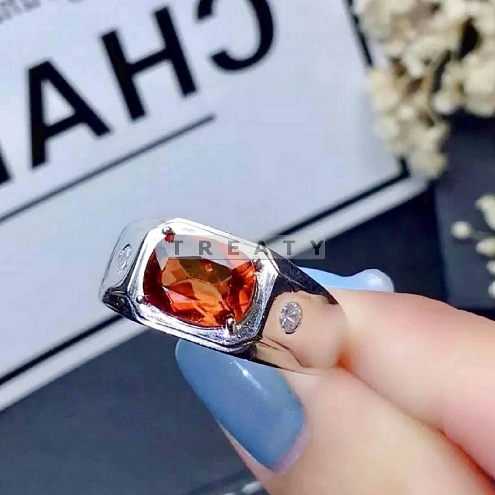 

Garnet Oval Cut Gemstone With 925 Sterling Silver Ring For Men s #335 JL375732457971 4-16 US срібний