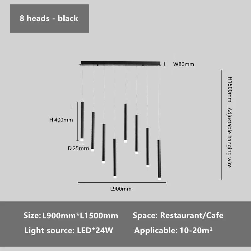 LED Restaurant Pendant Lamp Nordic Long Downlight Kitchen Dining Room Table Modern Black Hanging Chandelier Office Cafe Lighting