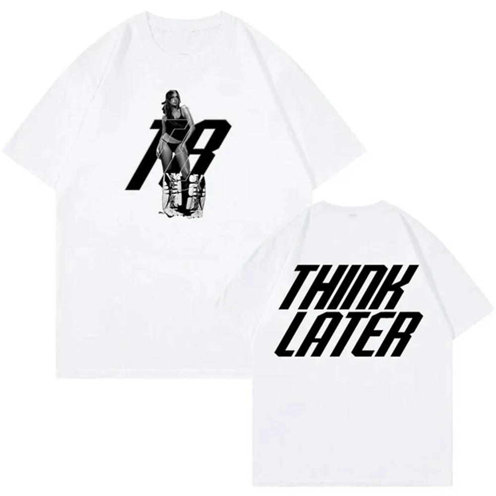 Tate McRae Think Later Tričko Popová Zpěvačka 2025 Turné Merch Crewneck Krátký Rukáv Trička Pánské Dámské Streetwear Módní Oblečení Topy