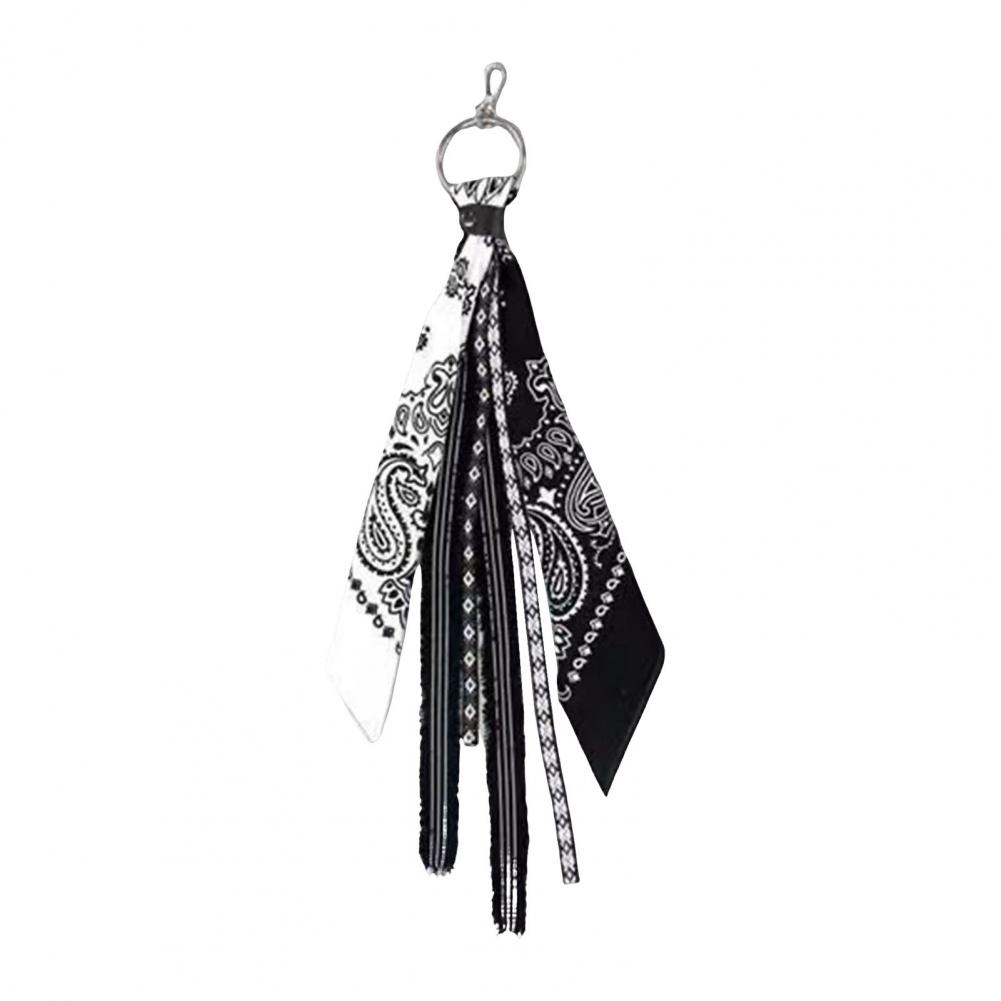 Keychain Pendant Hop Style Paisley Printed Kerchief Tassel Ornament for Unisex Pants Backpacks Metal Keychain for Biker