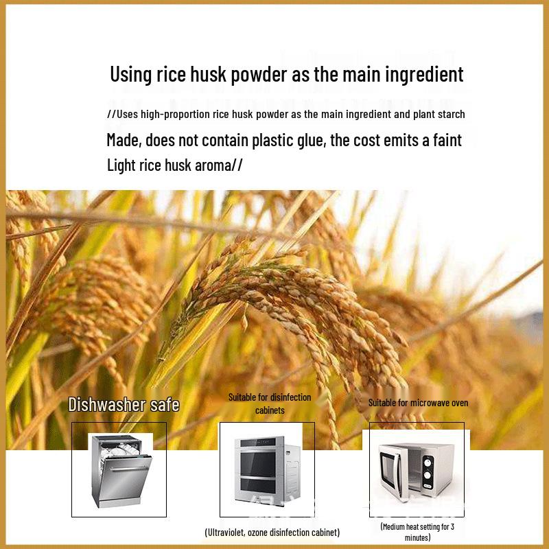 Japanese Thickened Rectangular Compartment Plate - Rice Husk Material, Deepened Sections for Adult Meal Serving