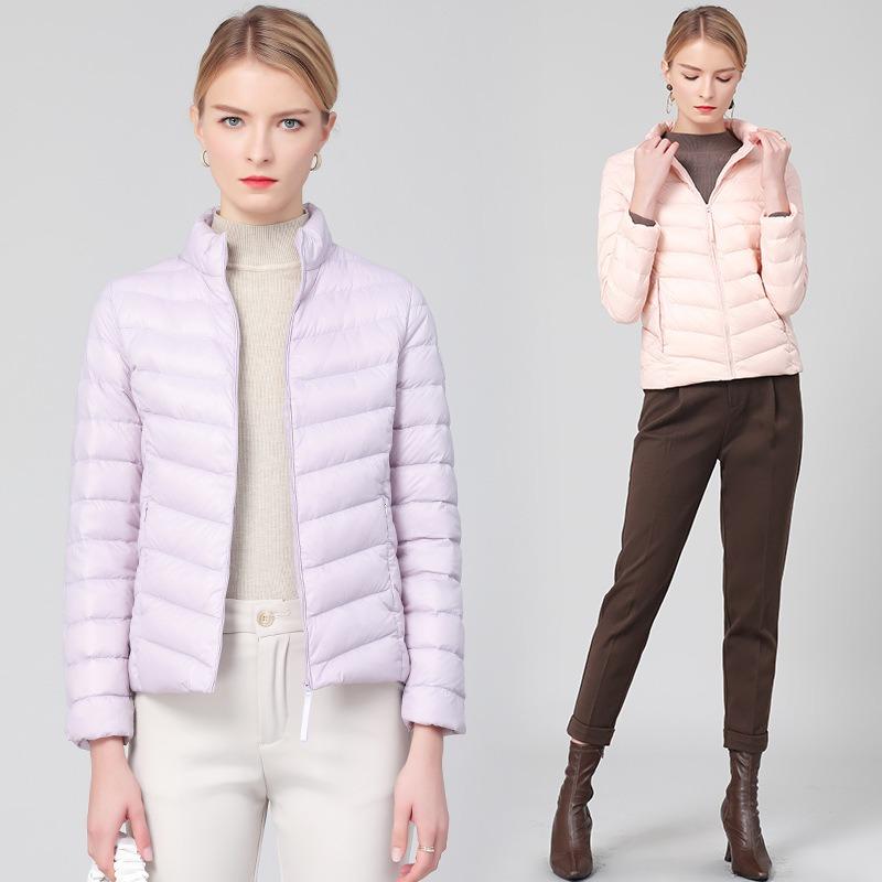 Down Jacket Women's Short New Trendy Fashion Versatile Light and Thin Duck Down Stand-up Collar Slim Jacket