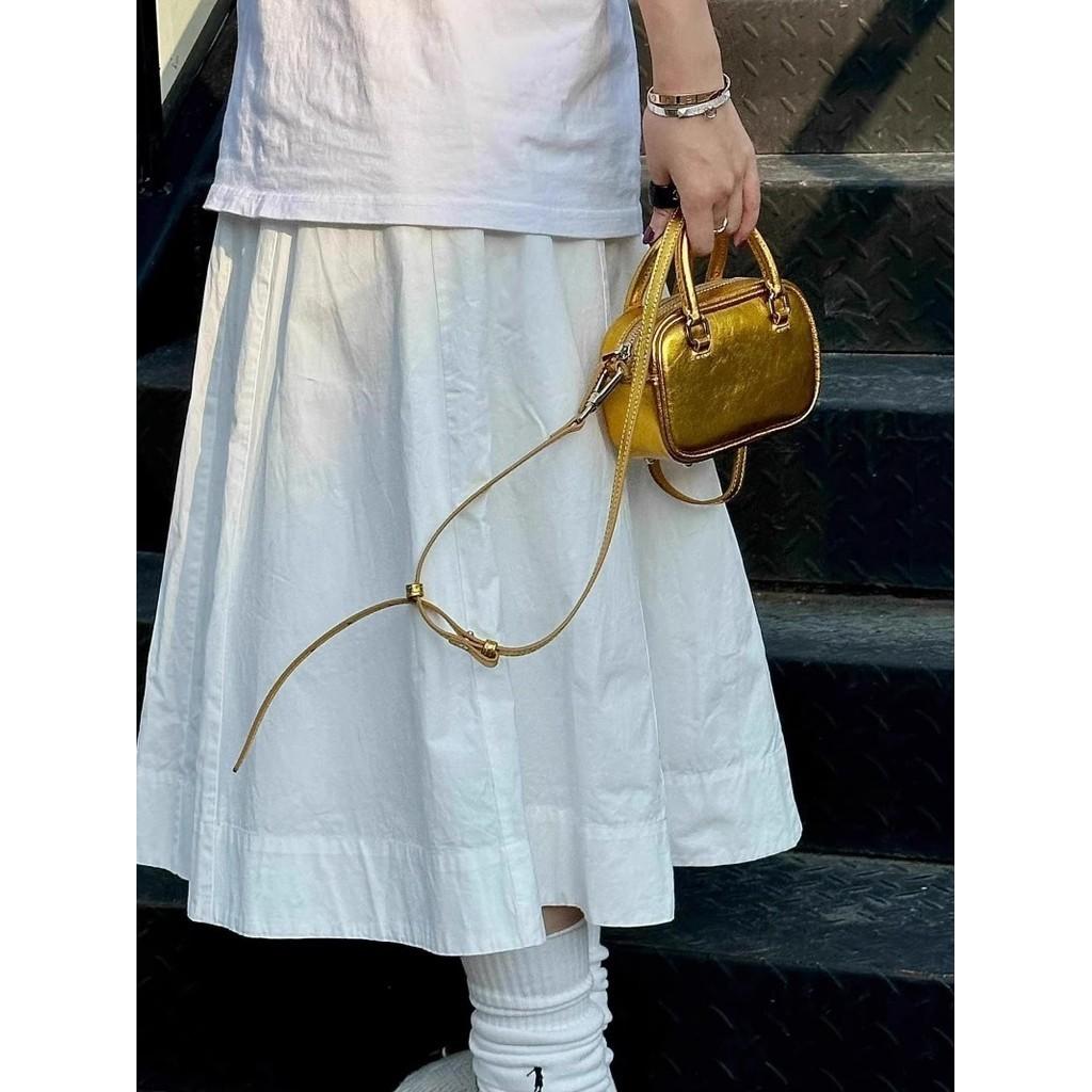 IELGY Женская модная золотая маленькая квадратная сумка для боулинга — фото 6