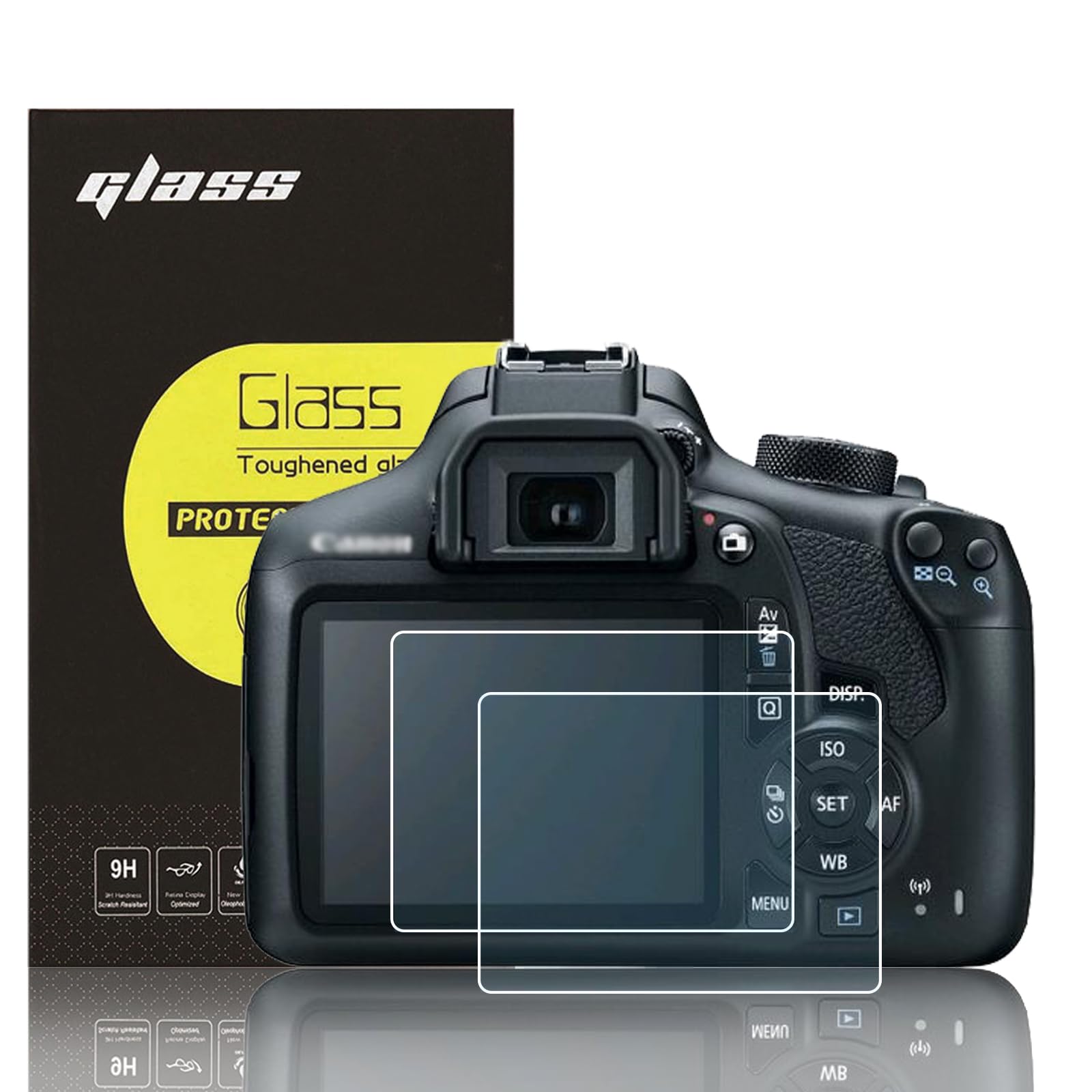 

of Glass Screen Protector for Canon EOS Kiss and Kiss X50 Over 9H and [Set 2] Ultra-Thin 1500D, 1400D, 1300D, 1200D, X70, Cameras, 95% Transmittance,