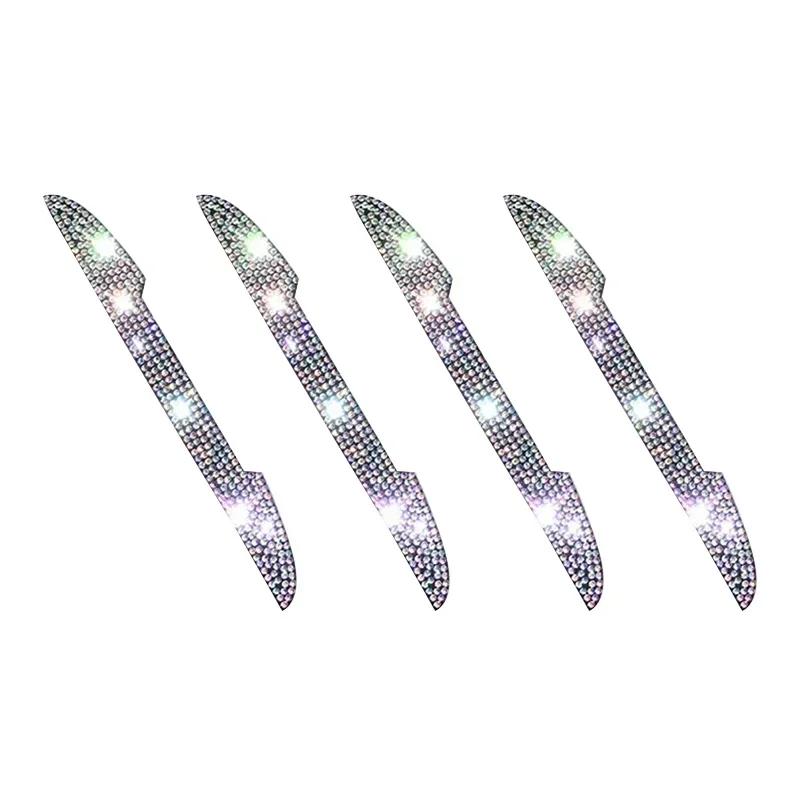 2/4Pcs Car Stickers Car Door Bowl Handle Protection Strip Rhinestone Inlay Rearview Mirror Anti-scratch Decal Auto Accessories