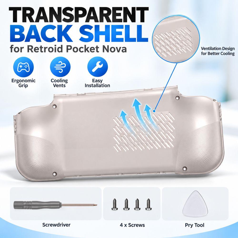 1 Set With Grip Replacement Rear Cover for Retroid Pocket Nova Game Console Accessories