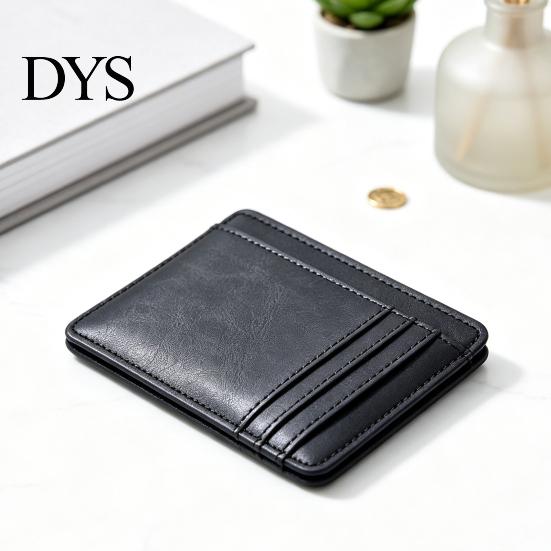 Durable Faux Leather Card Pouch Slim Holder for Men, Minimalist Credit with ID Window, Compact Case Daily Use Multiple Slots, Pocket Wallet