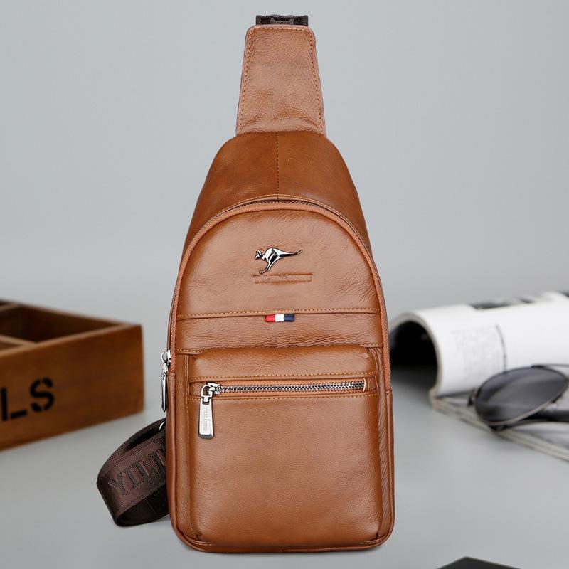 

New Men s Chest and Toe Cover Layer Cowhide Men s Single Shoulder Casual Crossbody Bag Men s Genuine Leather Phone Bag Multi-layer Design Backpack хакі